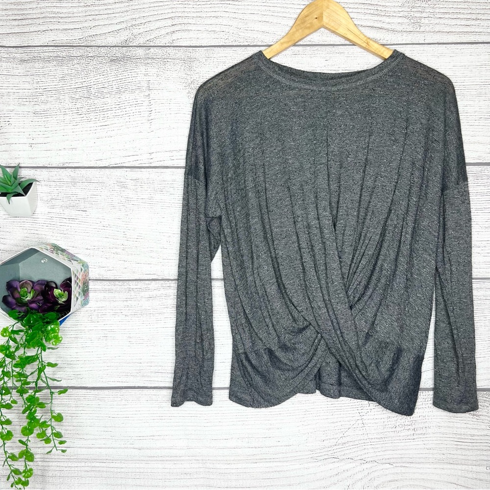 Babeau Gray Twist Draped Long Sleeve T-Shirt Size Small - Picture 5 of 7